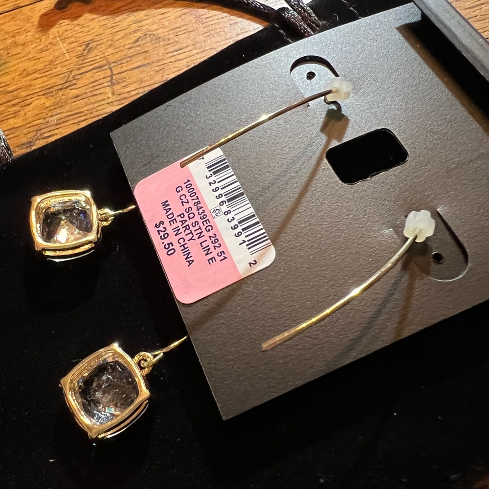 I.N.C. Gold with Zirconia Drop Earrings - Picture 4 of 4